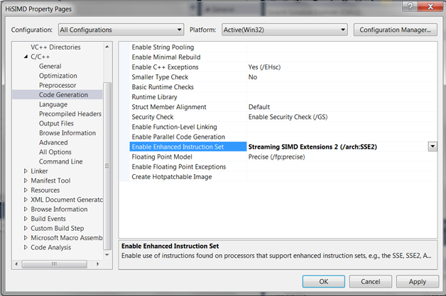 图2  在Visual Studio中启用自动向量化支持